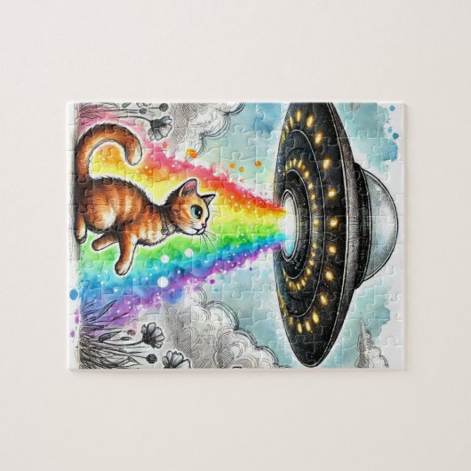 Ginger Kat en UFO Legpuzzel (Horizontaal)