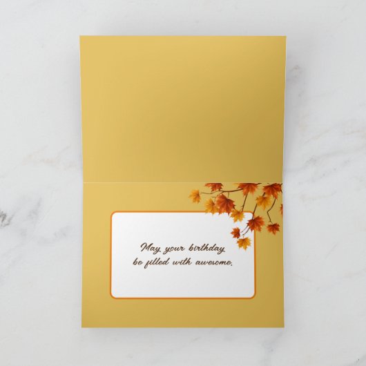 Ginger Kat in Herfst Mand Verjaardag Kaart (Binnen)