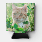 Ginger Kat met groene ogen in gras Blikjeskoeler (Voorkant)