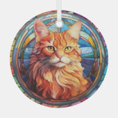 Ginger kat mozaïek gekleurd glas ornament (Voorkant)