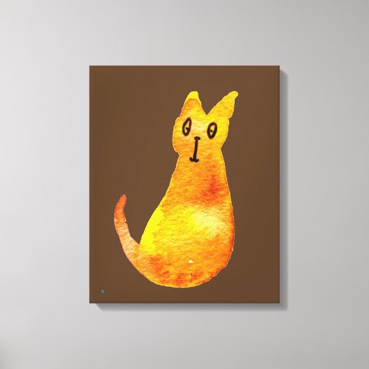 Ginger kat schattige illustratie waterverf canvas afdruk (Voorkant)