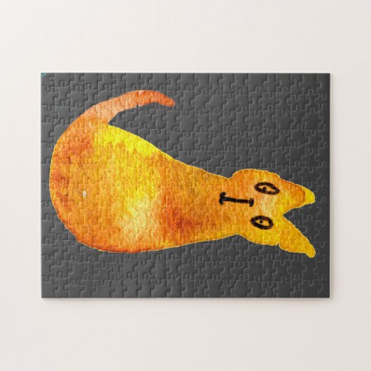 Ginger kat schattige illustratie waterverf legpuzzel (Horizontaal)