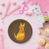 Ginger kat schattige illustratie waterverf papieren bordje (Feest)