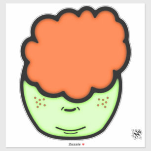 Ginger-kind (grappige cartoon zoals schets) v1 sticker