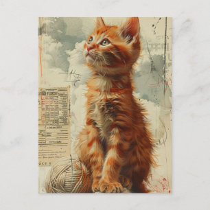 Ginger Kitten Collage Briefkaart