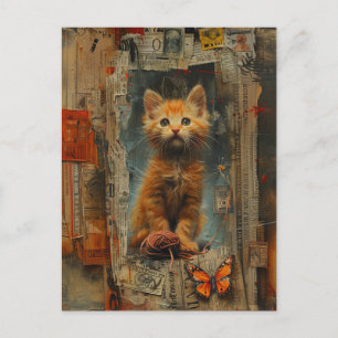 Ginger Kitten Collage Briefkaart