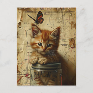 Ginger Kitten Collage Gemengde media Briefkaart