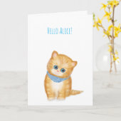 Ginger kitten denkt aan je kaart (Gele Bloem)