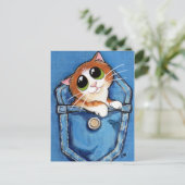 Ginger Kitten in Pocket Art Briefkaart (Staand voorkant)
