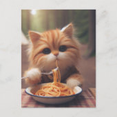 Ginger Kitty Eet Spaghetti Briefkaart (Voorkant)