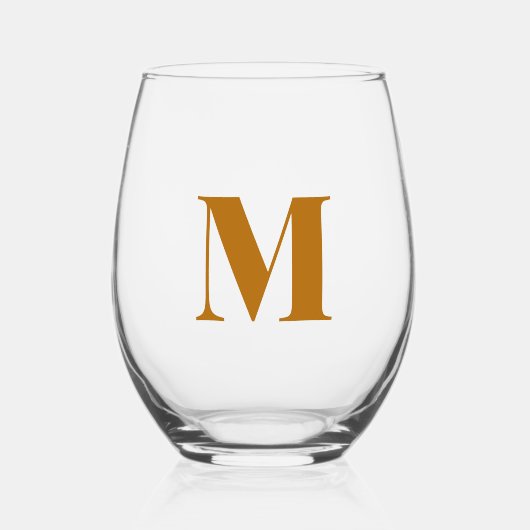 Ginger Modern Monogram Initiaal Letter Wijnglas Zonder Voet (Voorkant)