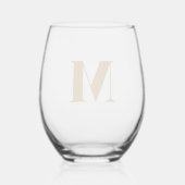 Ginger Modern Monogram Initiaal Letter Wijnglas Zonder Voet (Achterkant)