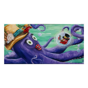 Ginger Octopus & Ethel Crab Steampunk print Perfect Poster