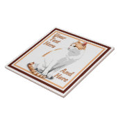Ginger Oranje en White Cat - Gepersonaliseerd Tegeltje (Zijkant)