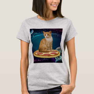 GINGER PIZZA CAT IN RUIMTE grappige T-shirts