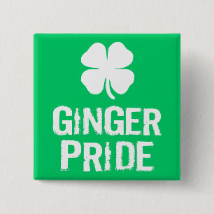 GINGER PRIORITEIT MET SHAMROCK VIERKANTE BUTTON 5,1 CM