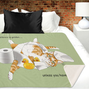Ginger Sinaasappel Cat Funny Toilet Papier Sherpa Deken
