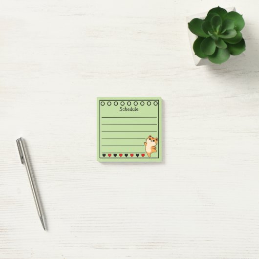 Ginger Sinaasappel Cat Schema Groen Post-it® Notes (Kantoor)