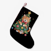 Ginger Sinaasappel Kat Kerstboom Schattige Xmas Kleine Kerstsok (Voorkant (Hangend))
