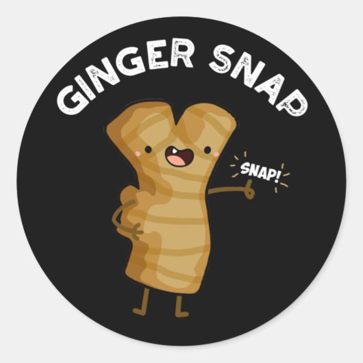 Ginger Snap Grappig Voedsel Kruid Spice Pun Dark B Ronde Sticker (Voorkant)