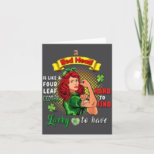 Ginger St Patrick Day Irish Women Lucky Redhead Sh Kaart (Voorkant)
