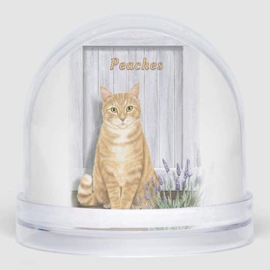 Ginger Tabby Cat at Lavender Door Personalized Sneeuwbol (Voorkant)