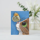 Ginger Tabby Cat en Butterfly Briefkaart (Staand voorkant)
