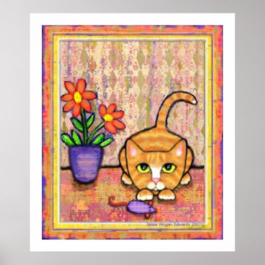 "Ginger Tabby Cat Play" Poster (Voorkant)