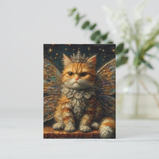 Ginger Tabby Fairy Kat Briefkaart (Staand voorkant)