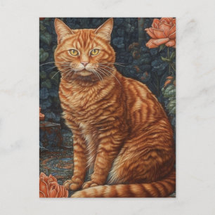 Ginger Tabby Kat en Rozen Briefkaart