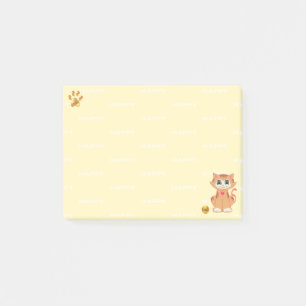 Ginger Tabby Kitty Cat Cartoon op Geel Post-it® Notes