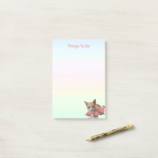 Ginger Tabby Kitty Cat op parelkleurstoffen Post-it® Notes (Op bureau)