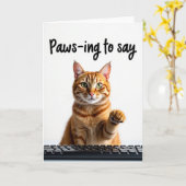 Ginger Tabby Pattes en Pause pour Dire Carte (Fleur jaune)