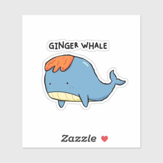 Ginger Whale Pun Die-Cut Sticker (Vel)