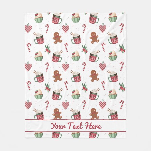 Gingerbread and Hot Cocoa Christmas Fleece Blanket (Voorkant)