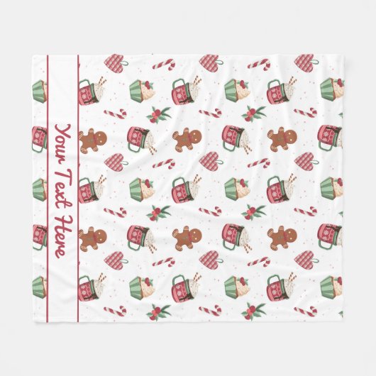 Gingerbread and Hot Cocoa Christmas Fleece Blanket (Voorkant (Horizontaal))