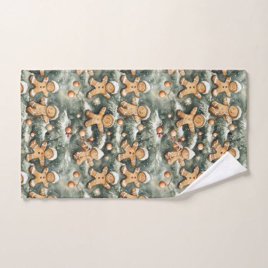 Gingerbread and Ornament Christmas Pattern Bad Handdoek (Handdoek)