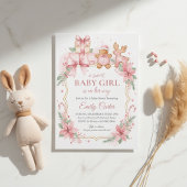 Gingerbread Baby Girl Shower Invitation Christmas