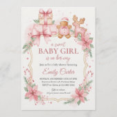 Gingerbread Baby Girl Shower Invitation Christmas (Devant)