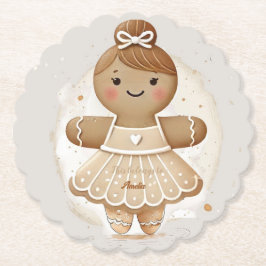 Gingerbread Ballerina Gepersonaliseerd Papier Onde Kartonnen Onderzetters