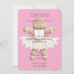 Gingerbread Ballerina Roze Verjaardag Kaart