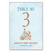 Gingerbread Blue Baby shower Tafelnummer Teken (Achterkant)