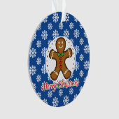 Gingerbread - Blue Snowflakes Pattern - Merry Xmas Ornament (voorkant)