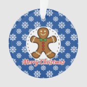 Gingerbread - Blue Snowflakes Pattern - Merry Xmas Ornament (voorkant)