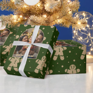 Gingerbread Bos Persoonlijke Kerstfoto Cadeaupapier