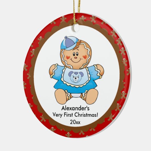 Gingerbread Boy Baby's eerste kerst Ornament (Links)