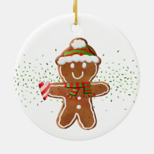 Gingerbread Boy Candy Cane Hartnaam Vakantie Keramisch Ornament
