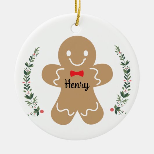 Gingerbread Boy Custom Christmas Holiday Ornament (Voorkant)