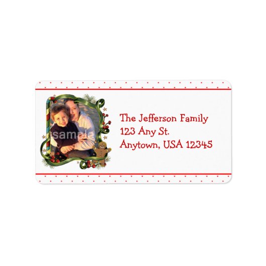 Gingerbread Boy Foto Adresetiketten Etiket (Voorkant)