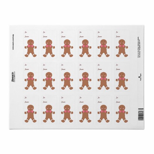 Gingerbread Boy Gift Label Labels (Full Sheet)